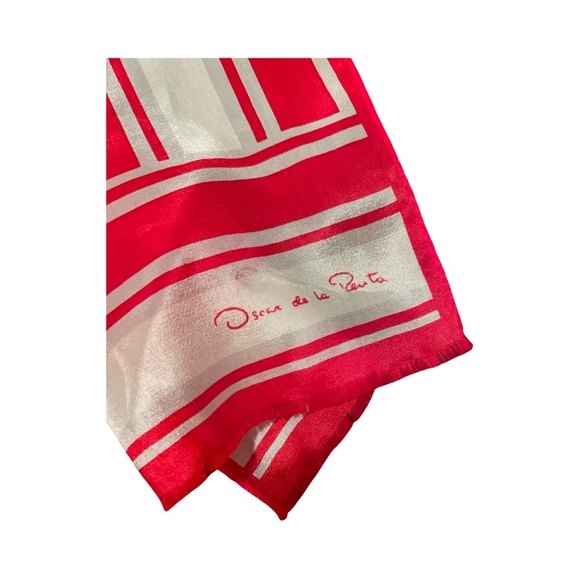 Oscar de la Renta Red and White Striped Purse Scarf EUC, One size - Picture 2 of 4